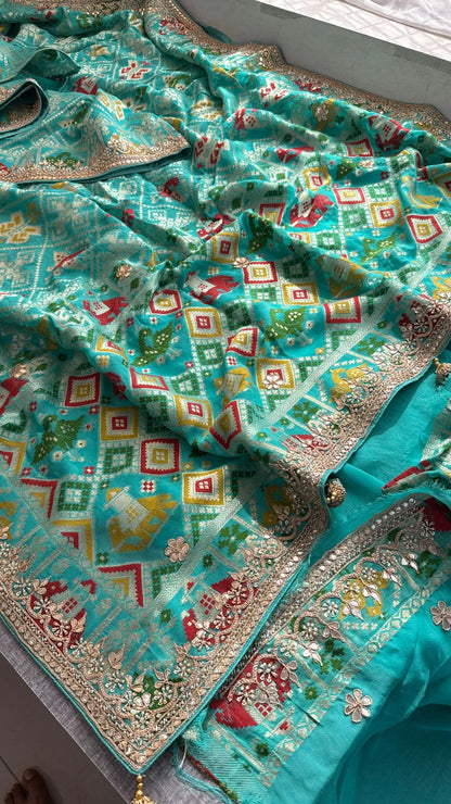 Zardozi And Gotta Patti On Crepe Georgette Banarasi · 56 Artisan Hours of work · The Virasat Edit