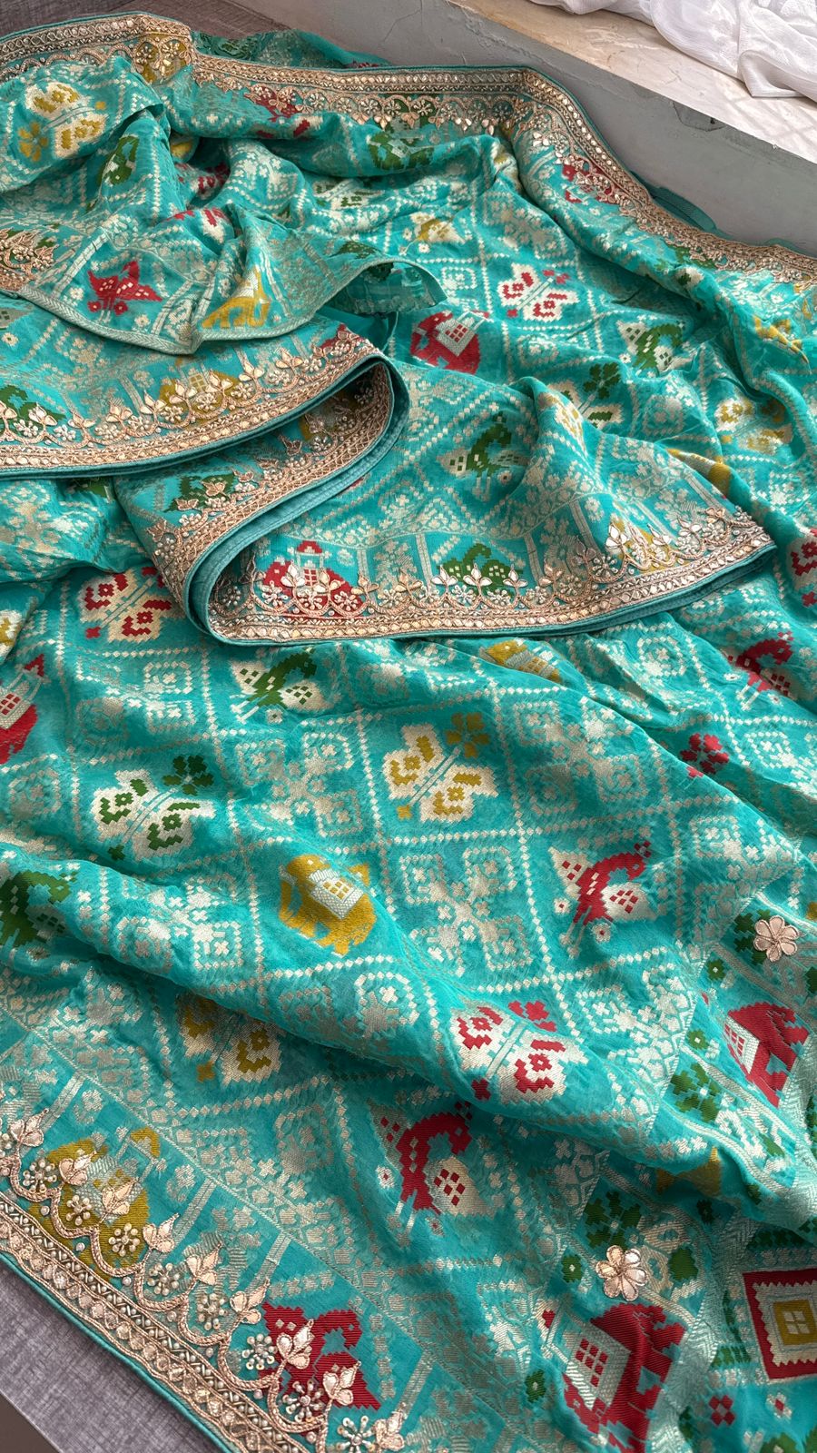 Zardozi And Gotta Patti On Crepe Georgette Banarasi · 56 Artisan Hours of work · The Virasat Edit