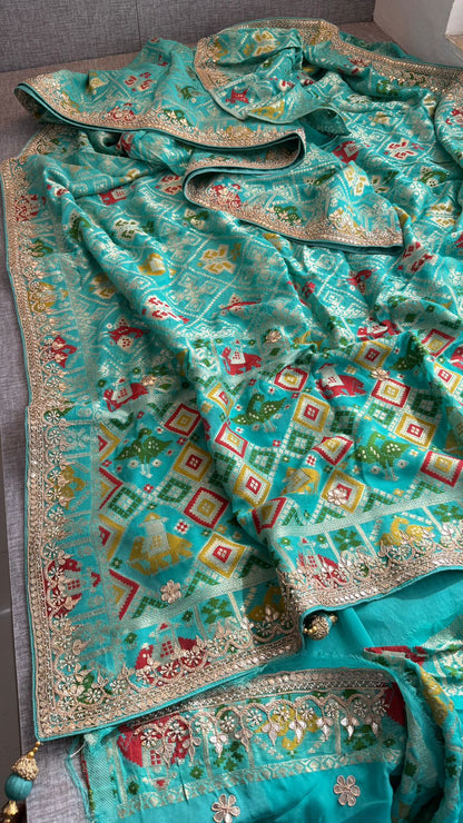 Zardozi And Gotta Patti On Crepe Georgette Banarasi · 56 Artisan Hours of work · The Virasat Edit