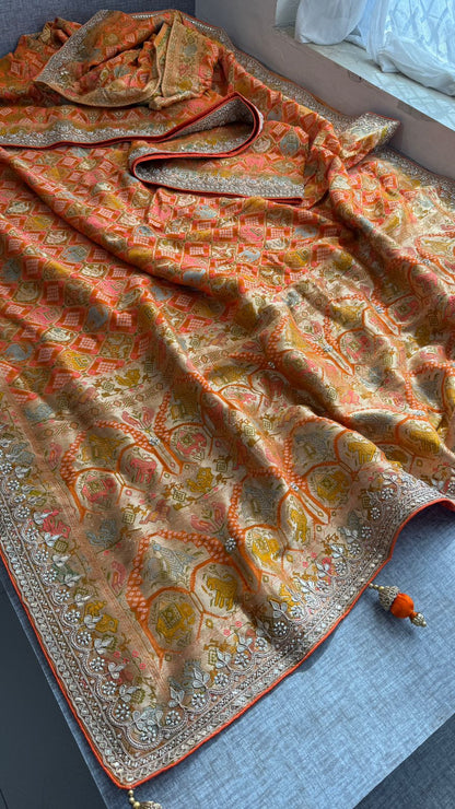 Zardozi And Gotta Patti On Crepe Georgette Banarasi · 56 Artisan Hours of work · The Virasat Edit