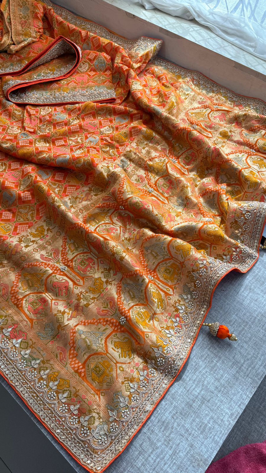 Zardozi And Gotta Patti On Crepe Georgette Banarasi · 56 Artisan Hours of work · The Virasat Edit