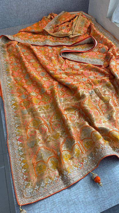 Zardozi And Gotta Patti On Crepe Georgette Banarasi · 56 Artisan Hours of work · The Virasat Edit