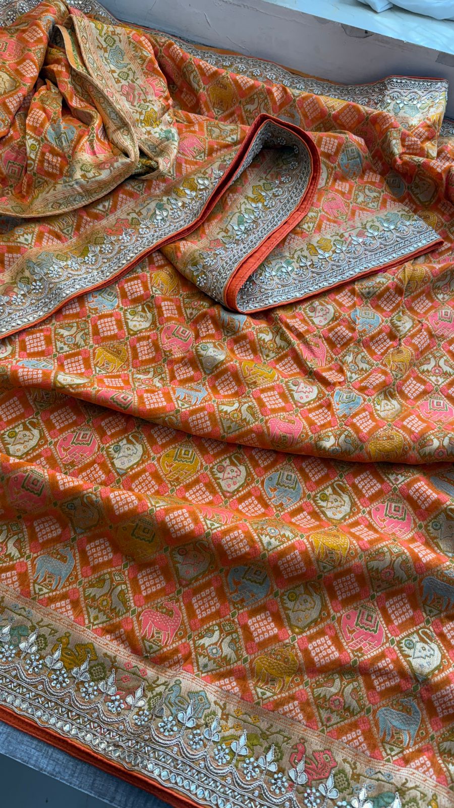 Zardozi And Gotta Patti On Crepe Georgette Banarasi · 56 Artisan Hours of work · The Virasat Edit