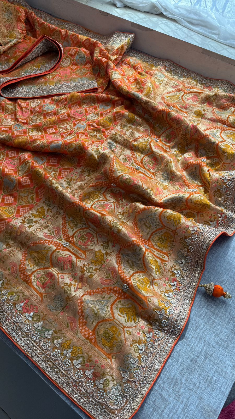 Zardozi And Gotta Patti On Crepe Georgette Banarasi · 56 Artisan Hours of work · The Virasat Edit
