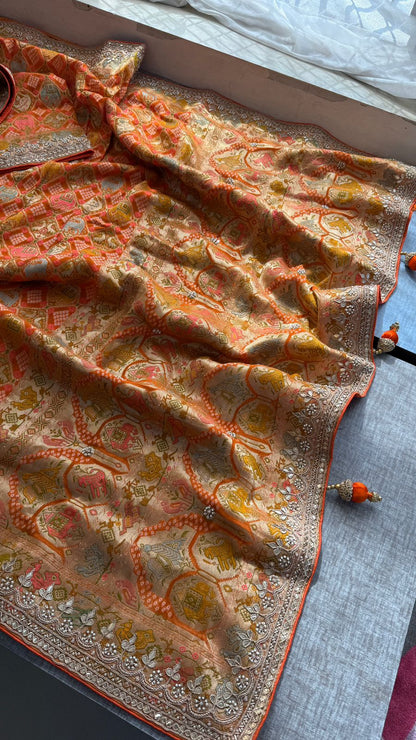 Zardozi And Gotta Patti On Crepe Georgette Banarasi · 56 Artisan Hours of work · The Virasat Edit