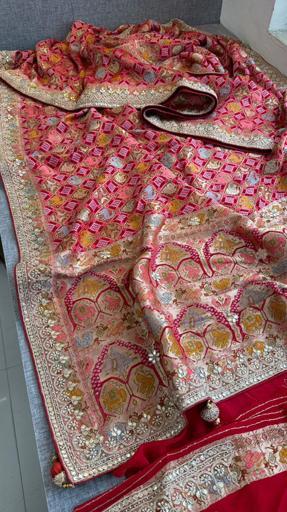 Zardozi And Gotta Patti On Crepe Georgette Banarasi · 56 Artisan Hours of work · The Virasat Edit