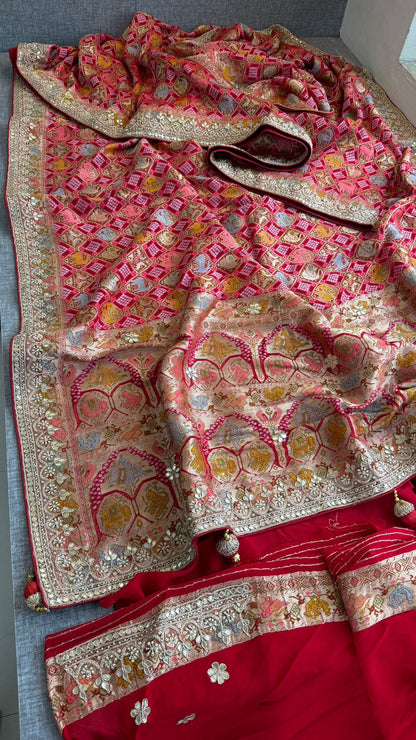 Zardozi And Gotta Patti On Crepe Georgette Banarasi · 56 Artisan Hours of work · The Virasat Edit