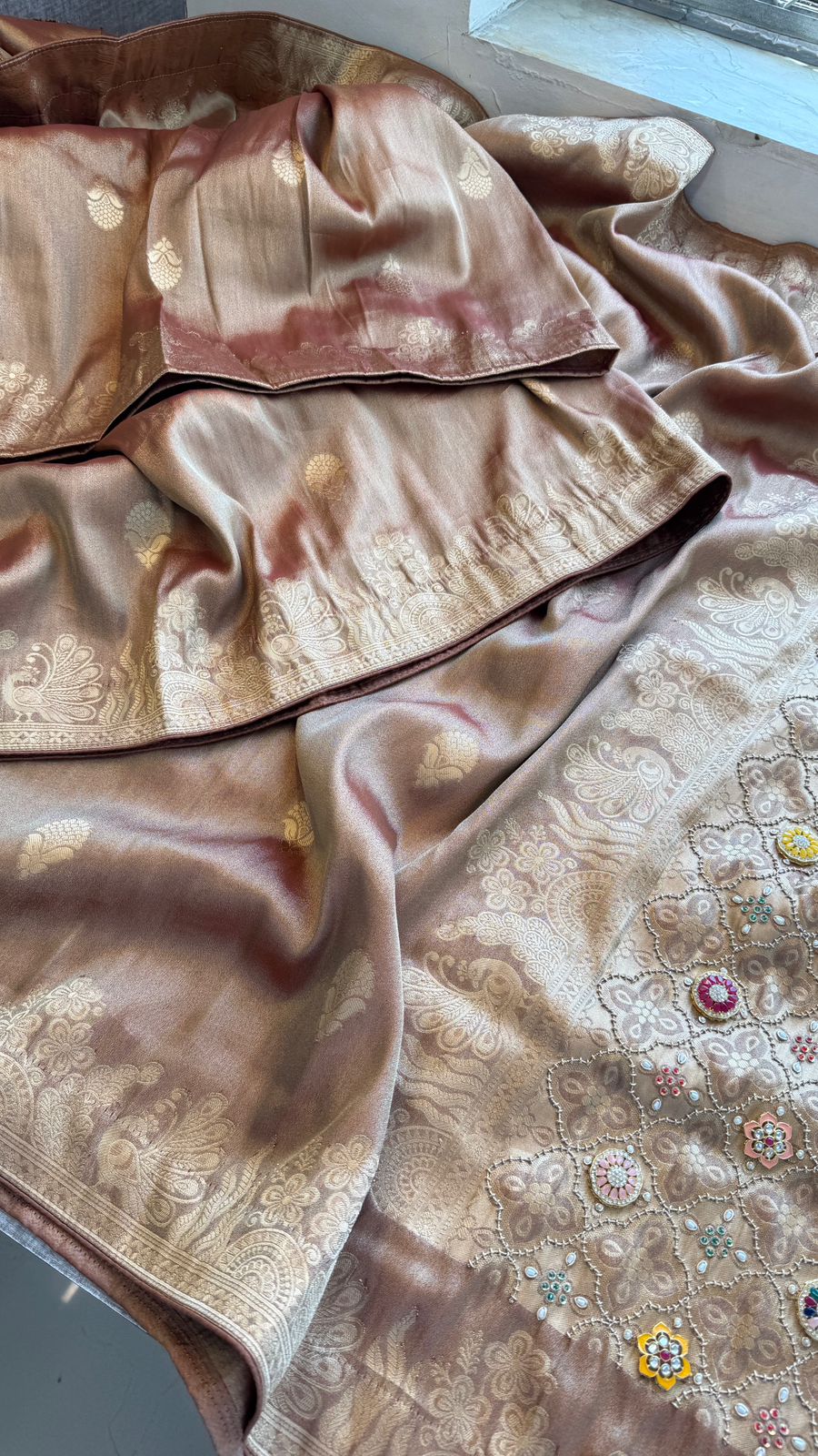 Zardozi And Stone On Pure Munga Silk Banarasi · 64 Artisan Hours of work · The Noor Edit