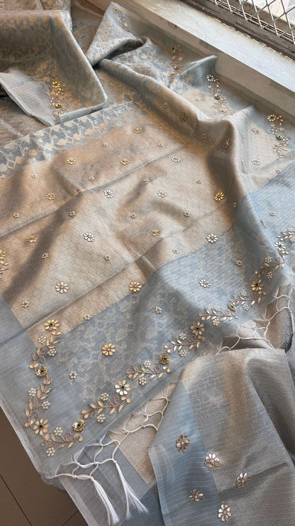 Zardozi Floral On Pure Tissue Silk Banarasi · 60 Artisan Hours of work · The Royal Edit