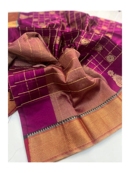 Meena Checks And Zari Nakshi Weaving On Raw Mango Pattu Silk · 36 Artisan Hours of work · The Zari Edit