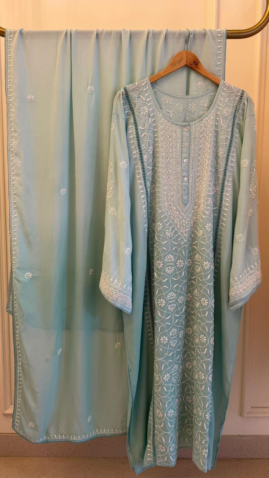 Pearl Sequins And Katdana On Pure Mulmul · 28 Artisan Hours of work · The Nawabi Nazakat Edit