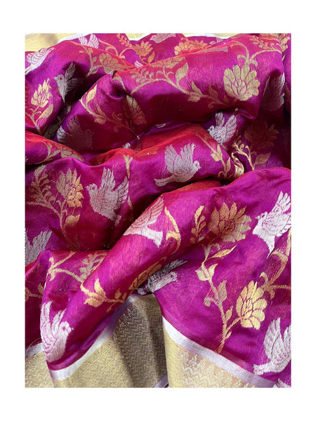 Royal Raw Mango Pattu Silk Saree With Meena Jangla & Zari Nakshi Border