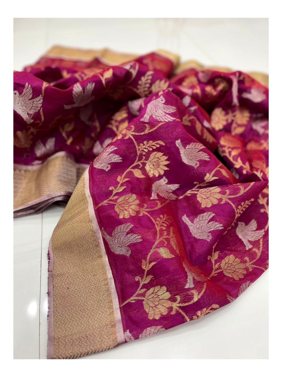 Meena Jangla And Zari Nakshi On Raw Mango Pattu Silk · 36 Artisan Hours of work · The Royal Edit