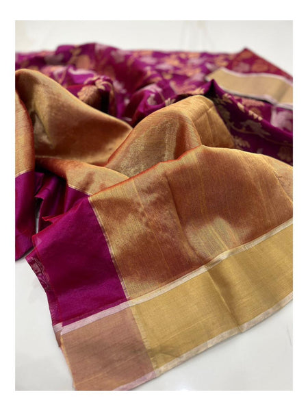 Royal Raw Mango Pattu Silk Saree With Meena Jangla & Zari Nakshi Border