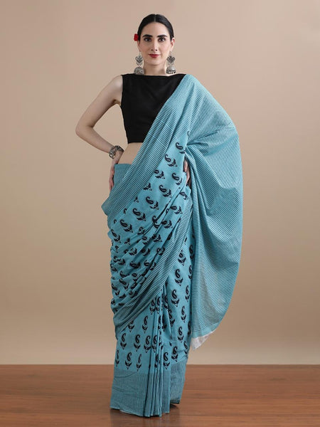 Everyday Pure Mulmul Cotton Printed Saree With Blouse