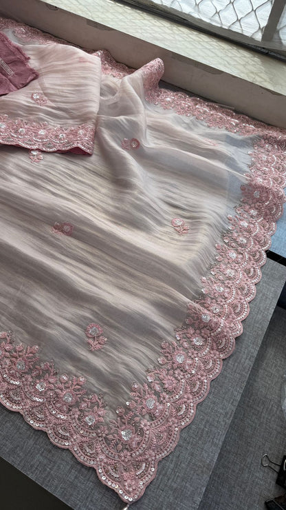 Zari And Zarkan Sequins On Tissue Net · 36 Artisan Hours of work · The Shringar Edit