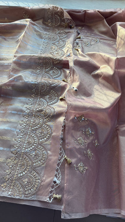 Gotta Patti Zardozi And Pearl On Tissue Banarasi Silk · 60 Artisan Hours of work · The Zari Edit