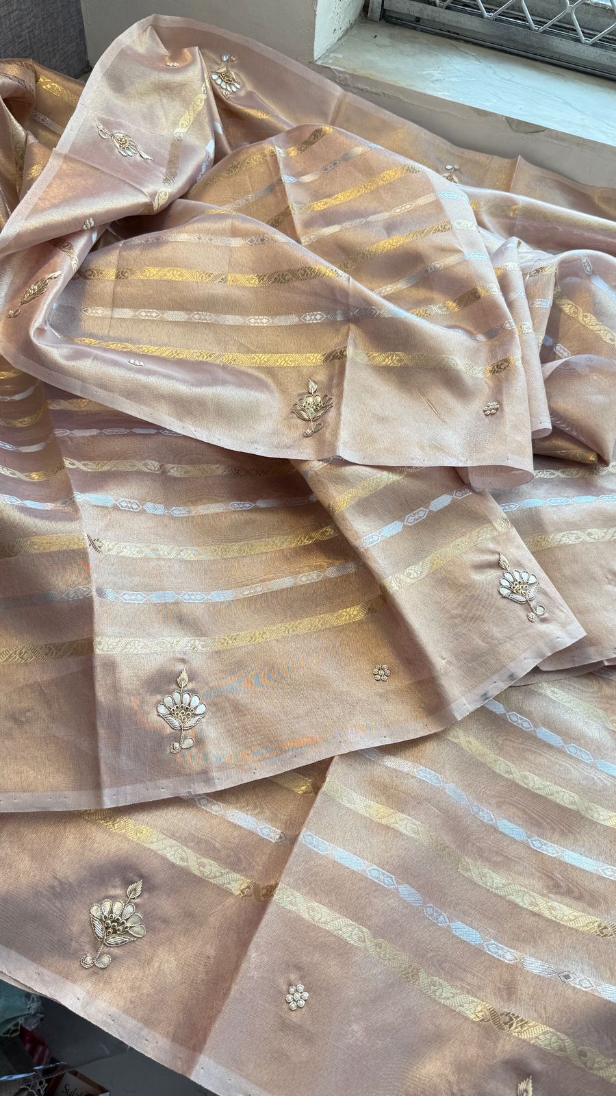 Gotta Patti Zardozi And Pearl On Tissue Banarasi Silk · 60 Artisan Hours of work · The Zari Edit