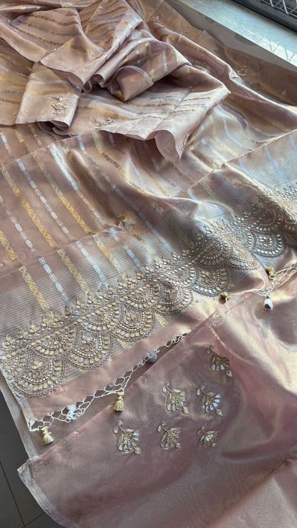 Gotta Patti Zardozi And Pearl On Tissue Banarasi Silk · 60 Artisan Hours of work · The Zari Edit