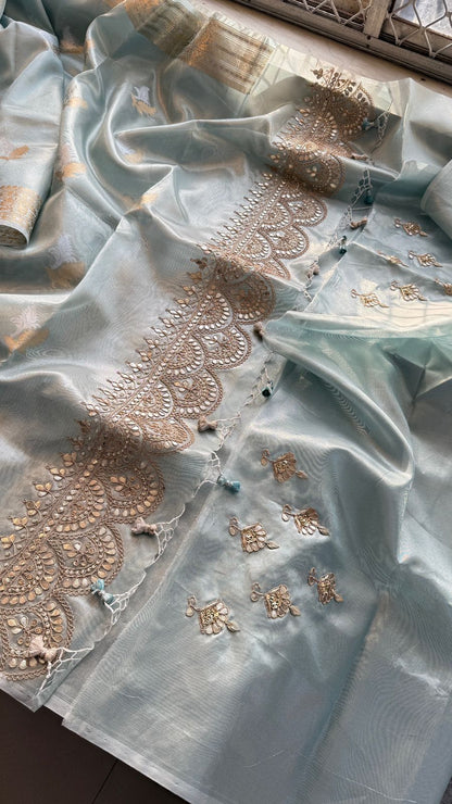 Gotta Patti Zardozi And Pearl On Tissue Banarasi Silk · 60 Artisan Hours of work · The Zari Edit