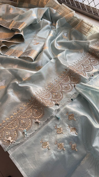 Gotta Patti Zardozi And Pearl On Tissue Banarasi Silk · 60 Artisan Hours of work · The Zari Edit