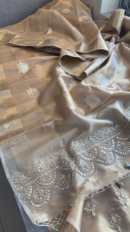 Gotta Patti Zardozi And Pearl On Tissue Banarasi Silk · 60 Artisan Hours of work · The Zari Edit