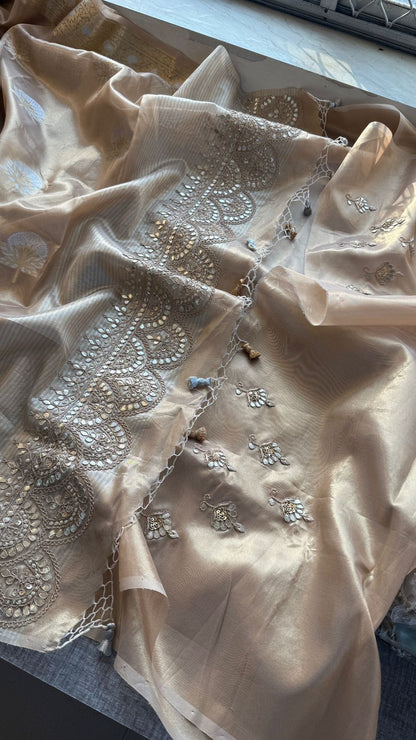 Gotta Patti Zardozi And Pearl On Tissue Banarasi Silk · 60 Artisan Hours of work · The Zari Edit