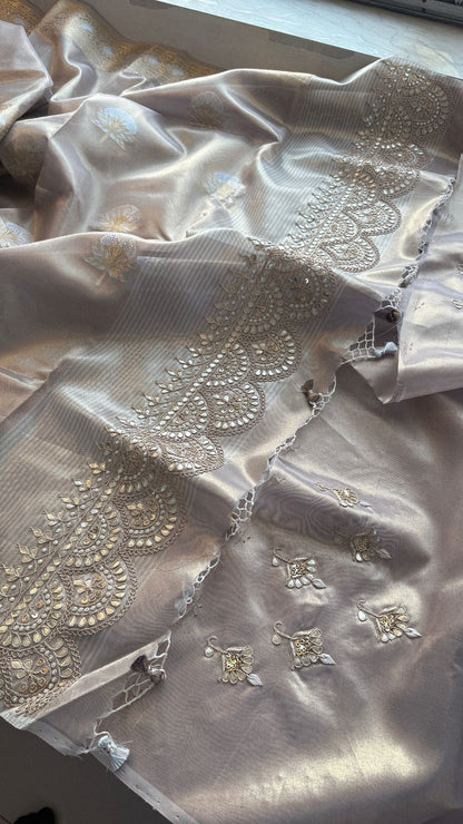 Gotta Patti Zardozi And Pearl On Tissue Banarasi Silk · 60 Artisan Hours of work · The Zari Edit