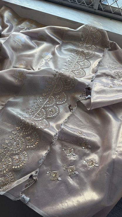 Gotta Patti Zardozi And Pearl On Tissue Banarasi Silk · 60 Artisan Hours of work · The Zari Edit