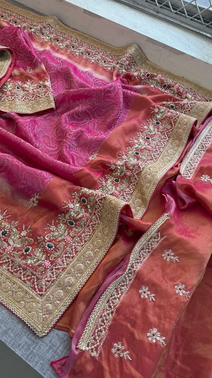 Zardozi Stone And Kutdana On Cosmo Munga Silk · 64 Artisan Hours of work · The Noor Edit