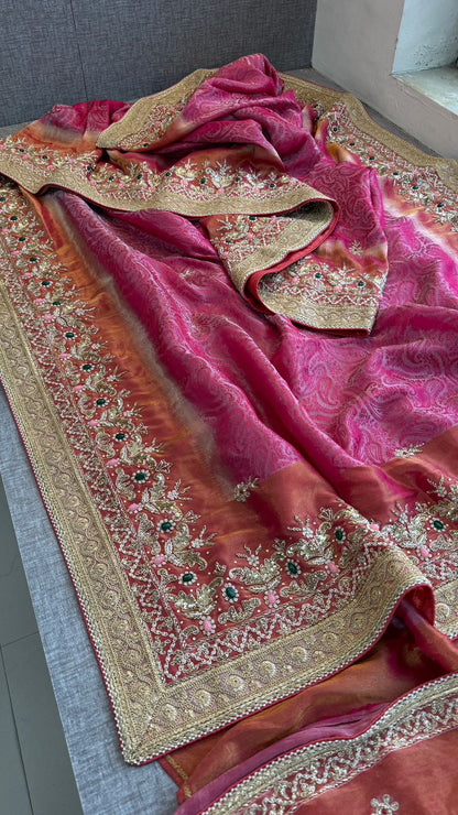 Zardozi Stone And Kutdana On Cosmo Munga Silk · 64 Artisan Hours of work · The Noor Edit