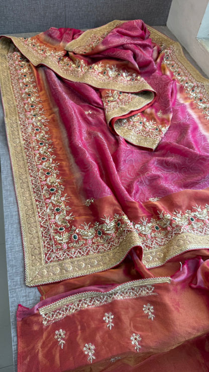 Zardozi Stone And Kutdana On Cosmo Munga Silk · 64 Artisan Hours of work · The Noor Edit