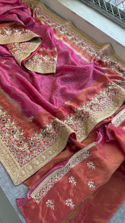 Zardozi Stone And Kutdana On Cosmo Munga Silk · 64 Artisan Hours of work · The Noor Edit
