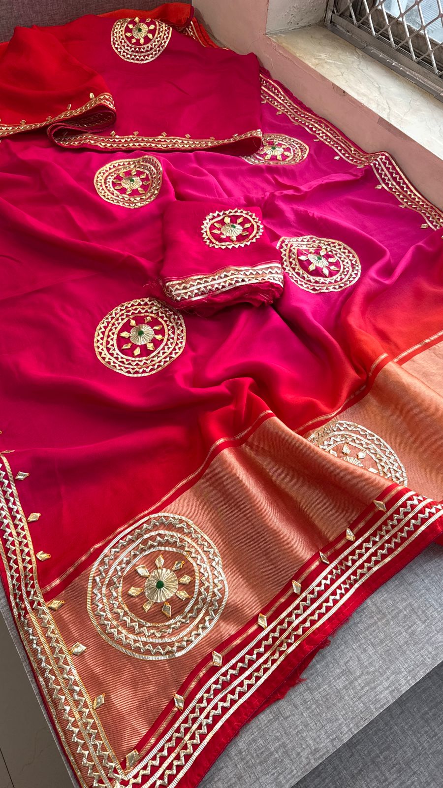 Sikhiya Gotta Patti On Munga Silk Lakdi Patta · 44 Artisan Hours of work · The Meher Edit