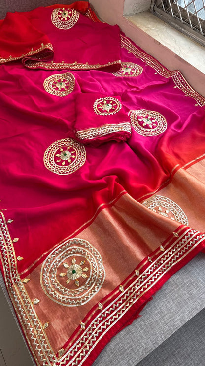 Sikhiya Gotta Patti On Munga Silk Lakdi Patta · 44 Artisan Hours of work · The Meher Edit