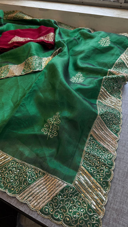 Zardozi Pearl And Resham On Soft Tissue Silk · 52 Artisan Hours of work · The Jashn Edit
