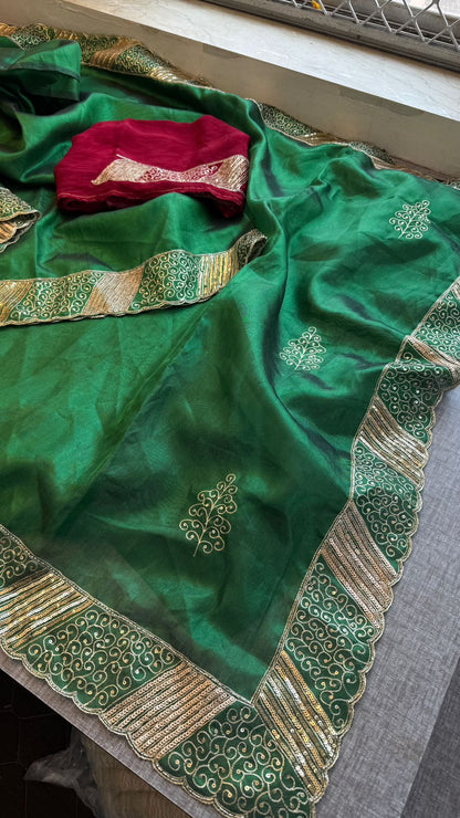 Zardozi Pearl And Resham On Soft Tissue Silk · 52 Artisan Hours of work · The Jashn Edit
