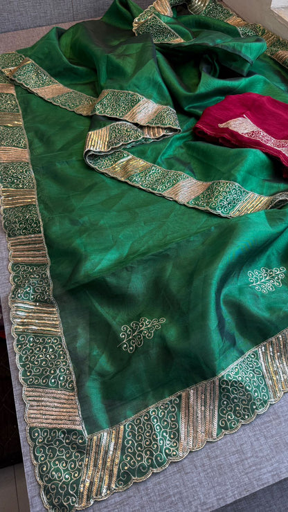 Zardozi Pearl And Resham On Soft Tissue Silk · 52 Artisan Hours of work · The Jashn Edit