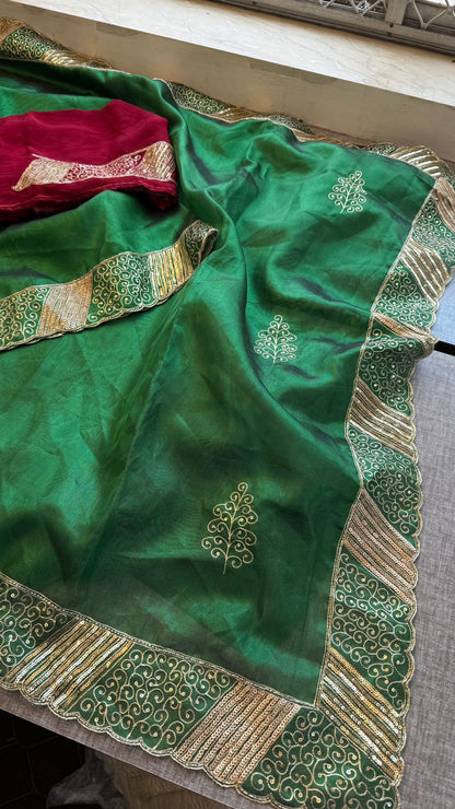 Zardozi Pearl And Resham On Soft Tissue Silk · 52 Artisan Hours of work · The Jashn Edit