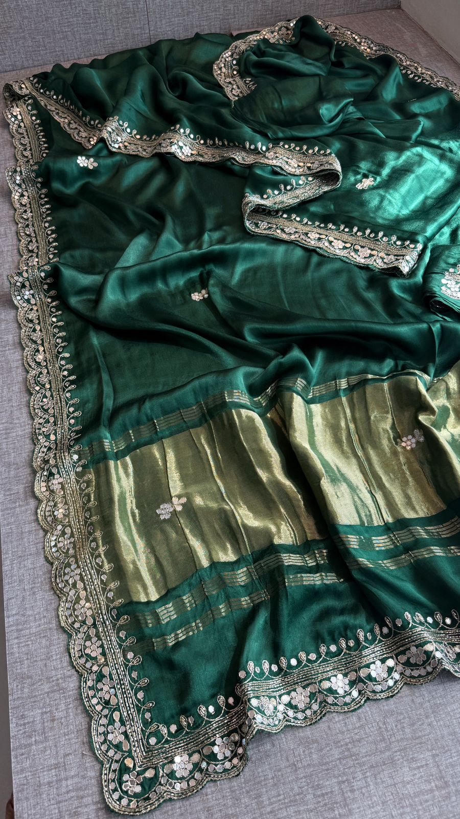 Pearl Sequins And Kutdana On Gajji Silk · 40 Artisan Hours of work · The Mehfil Edit