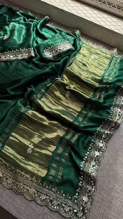 Pearl Sequins And Kutdana On Gajji Silk · 40 Artisan Hours of work · The Mehfil Edit