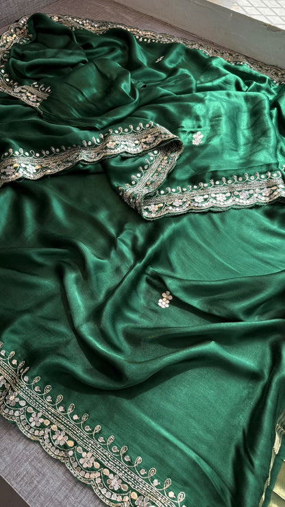 Pearl Sequins And Kutdana On Gajji Silk · 40 Artisan Hours of work · The Mehfil Edit