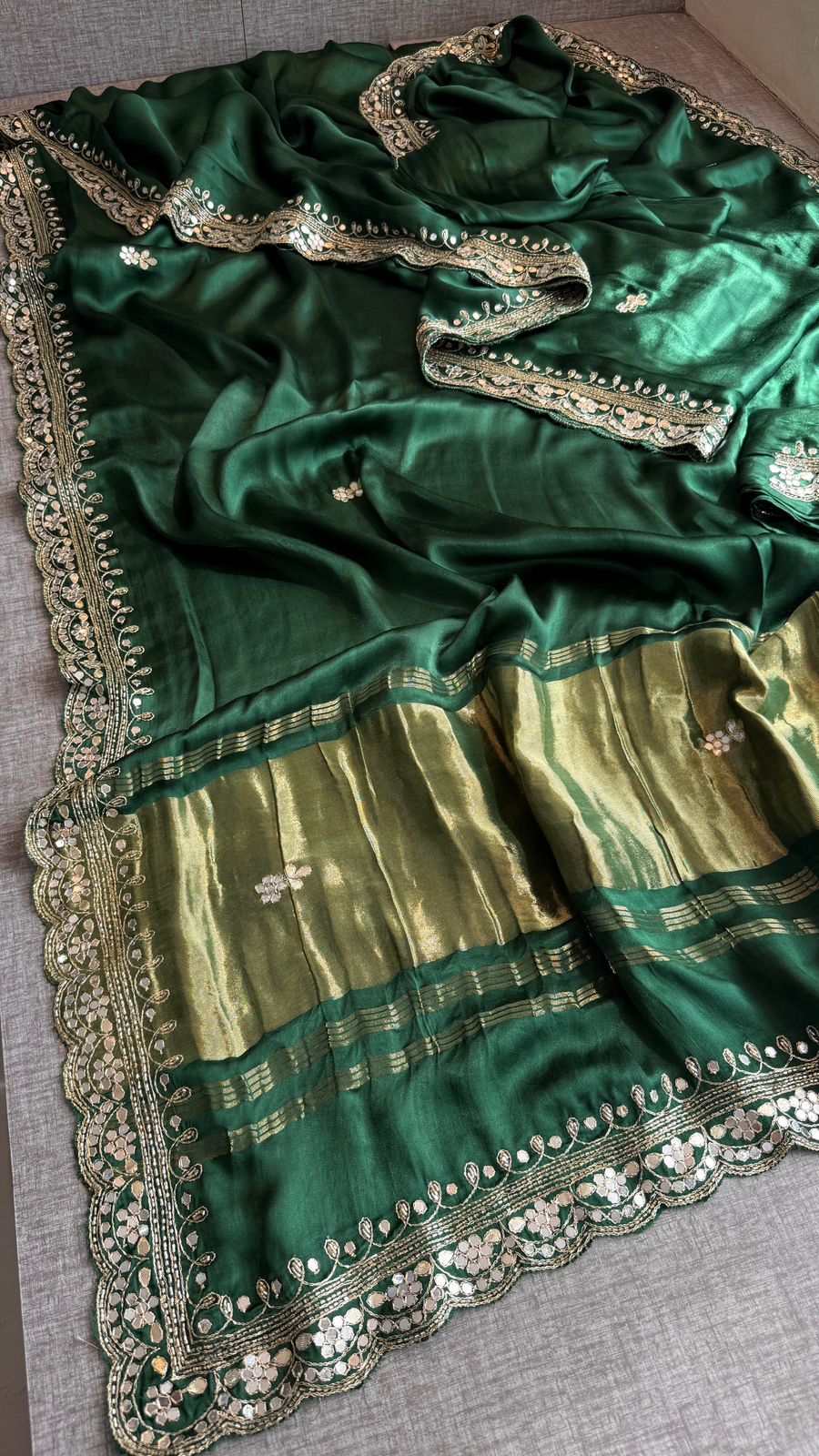 Pearl Sequins And Kutdana On Gajji Silk · 40 Artisan Hours of work · The Mehfil Edit