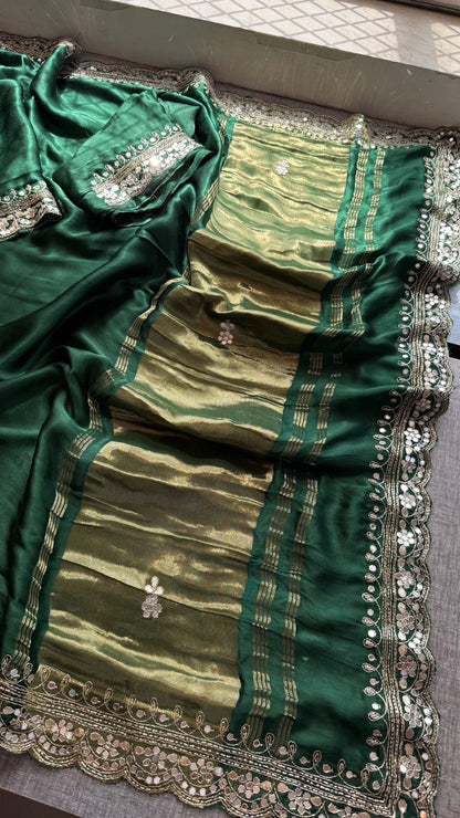 Pearl Sequins And Kutdana On Gajji Silk · 40 Artisan Hours of work · The Mehfil Edit