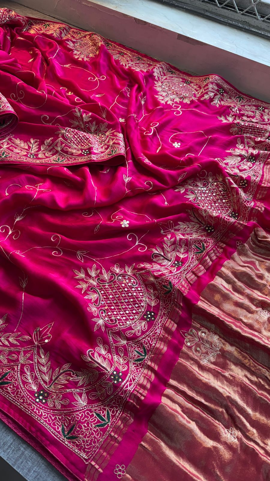 Zardozi Pearl And Kutdana On Gajji Silk · 48 Artisan Hours of work · The Virasat Edit