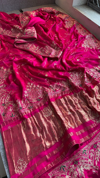 Zardozi Pearl And Kutdana On Gajji Silk · 48 Artisan Hours of work · The Virasat Edit