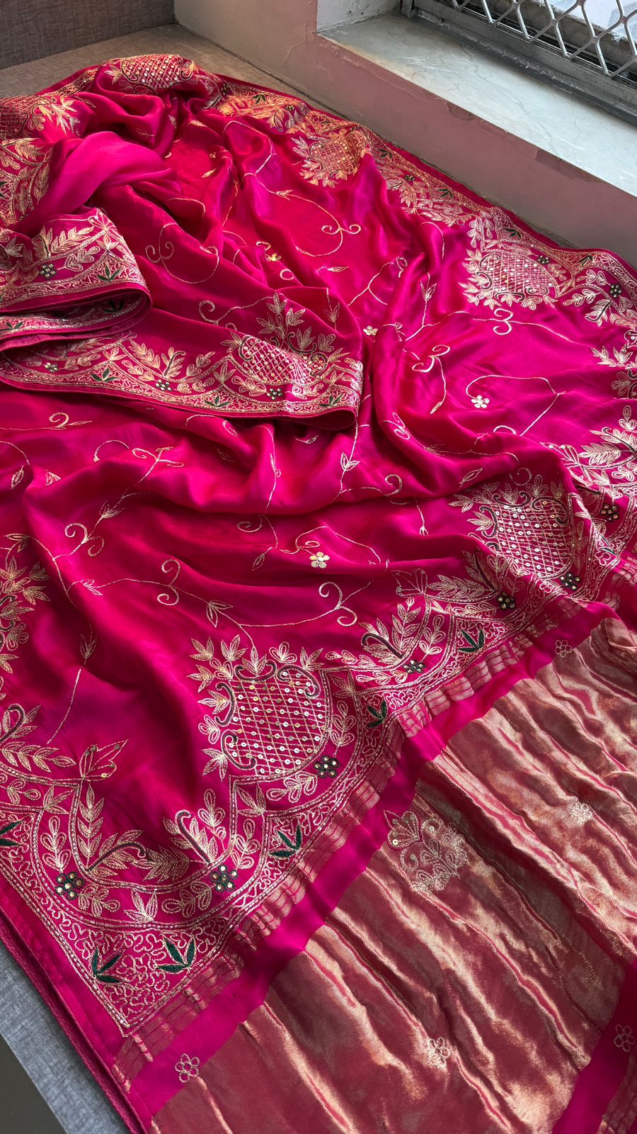 Zardozi Pearl And Kutdana On Gajji Silk · 48 Artisan Hours of work · The Virasat Edit