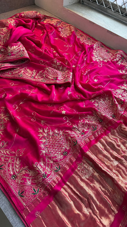 Zardozi Pearl And Kutdana On Gajji Silk · 48 Artisan Hours of work · The Virasat Edit