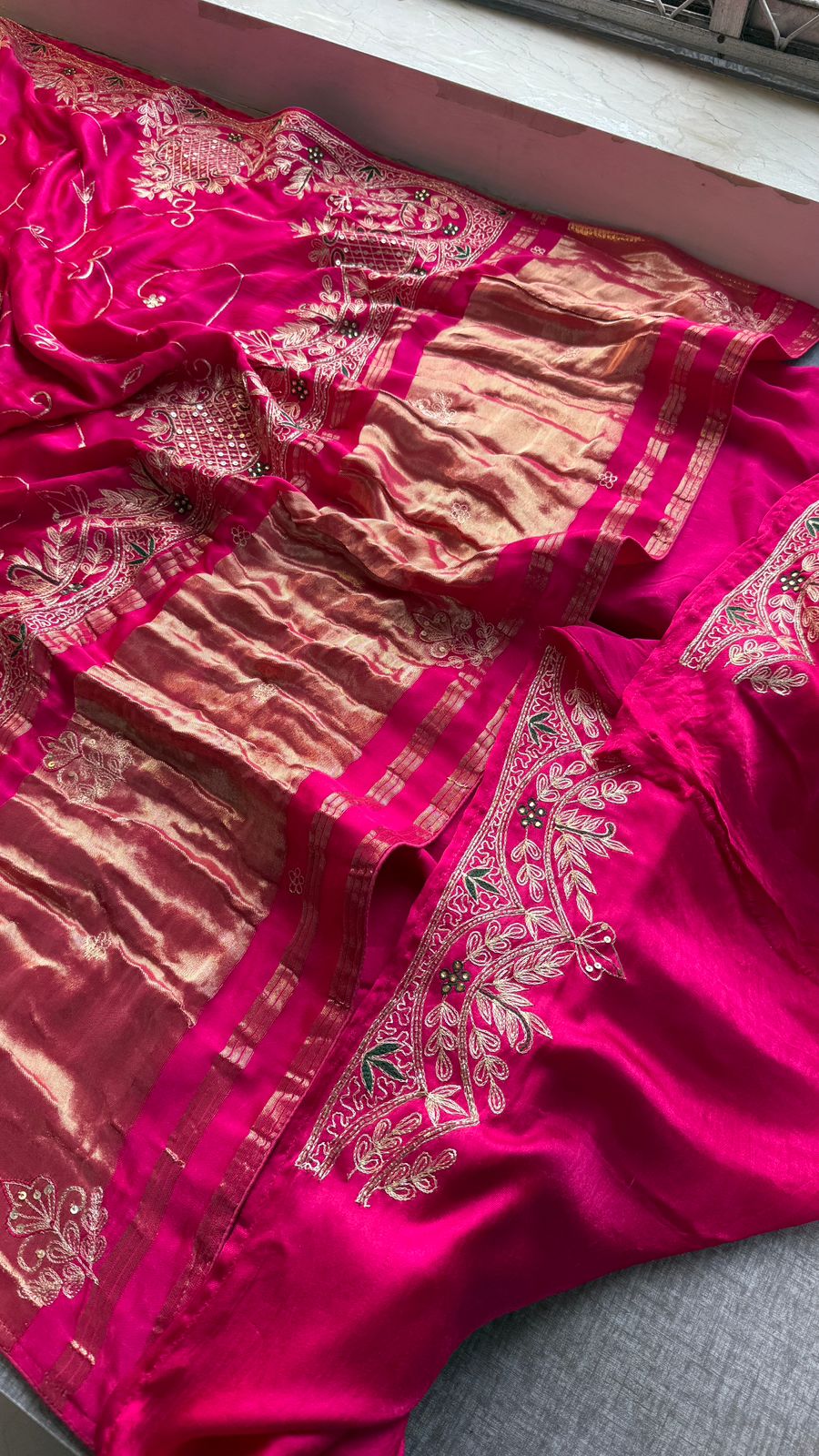Zardozi Pearl And Kutdana On Gajji Silk · 48 Artisan Hours of work · The Virasat Edit