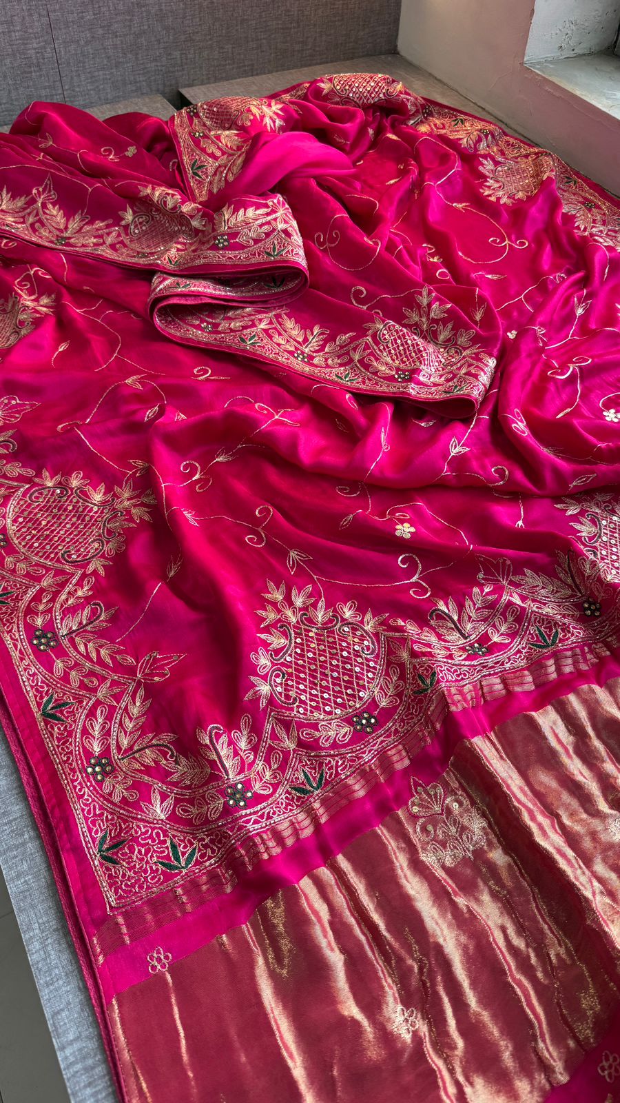 Zardozi Pearl And Kutdana On Gajji Silk · 48 Artisan Hours of work · The Virasat Edit
